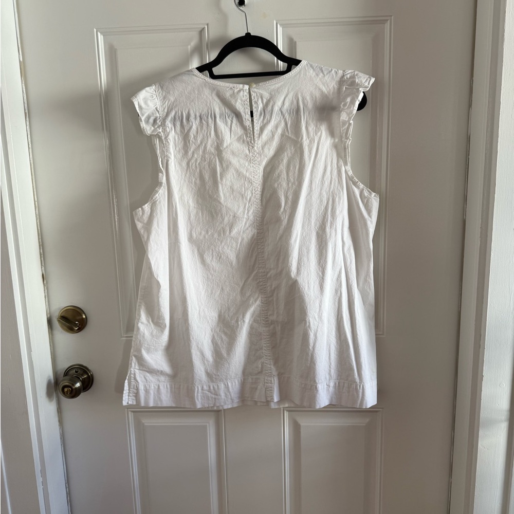 LOFT White Sleeveless Cotton Ruffle Sleeve Top - Picture 3 of 4